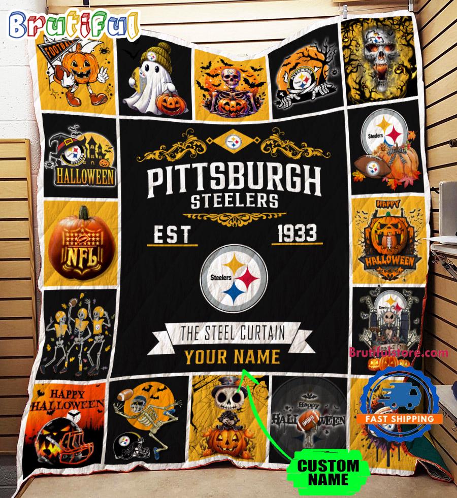 Pittsburgh Steelers Special Pumpkin Halloween Quilt Blanket AZBTQLT000027