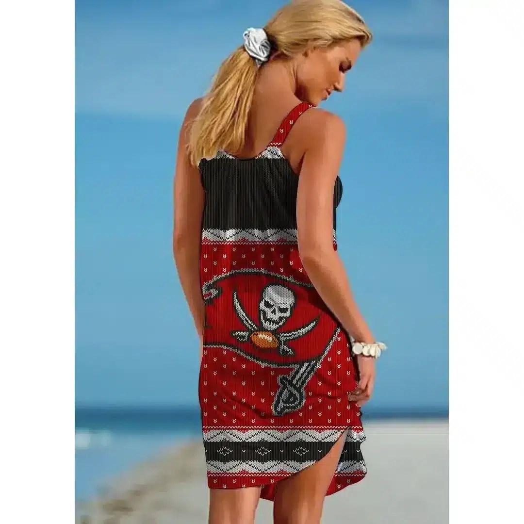 Nfl Printed Tampa Bay Buccaneers Beach Dress For Leisure 65