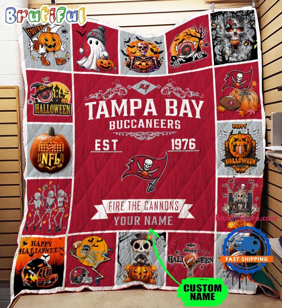 Tampa Bay Buccaneers Special Pumpkin Halloween Quilt Blanket AZBTQLT000030