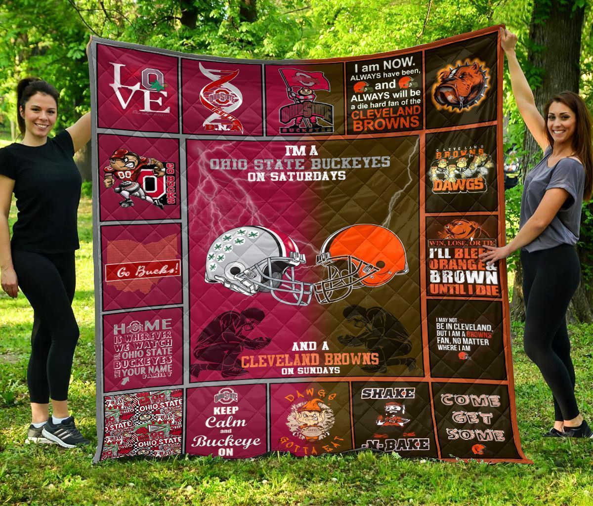 Ohio State Buckeyes- Cleverland Browns 3D Premium Quilt