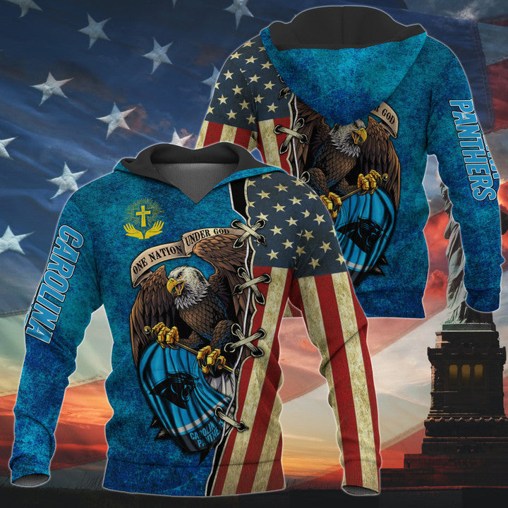 One Nation Under God Carolina Panthers Hoodie Full Zip Hoodies