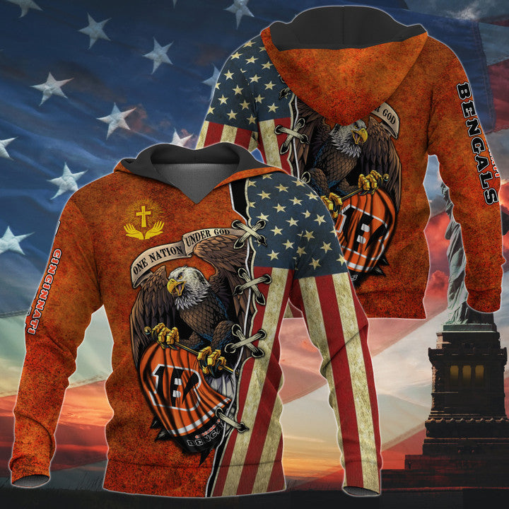 One Nation Under God Cincinnati Bengals Hoodie Full Zip Hoodies