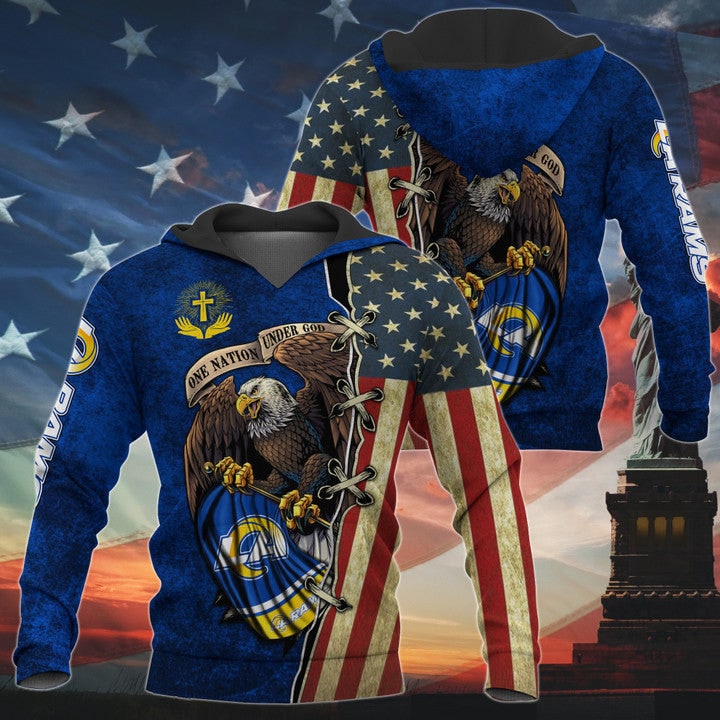 One Nation Under God Los Angeles Rams Hoodie Full Zip Hoodies
