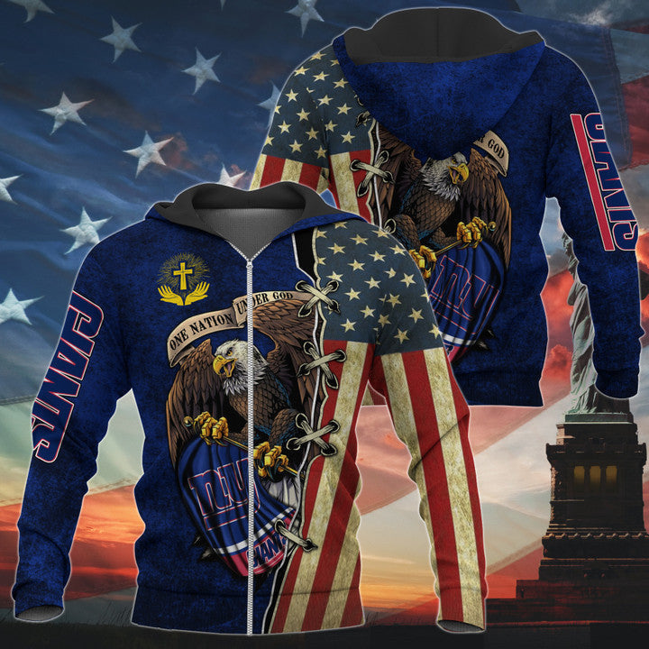 One Nation Under God New York Giants Hoodie Full Zip Hoodies