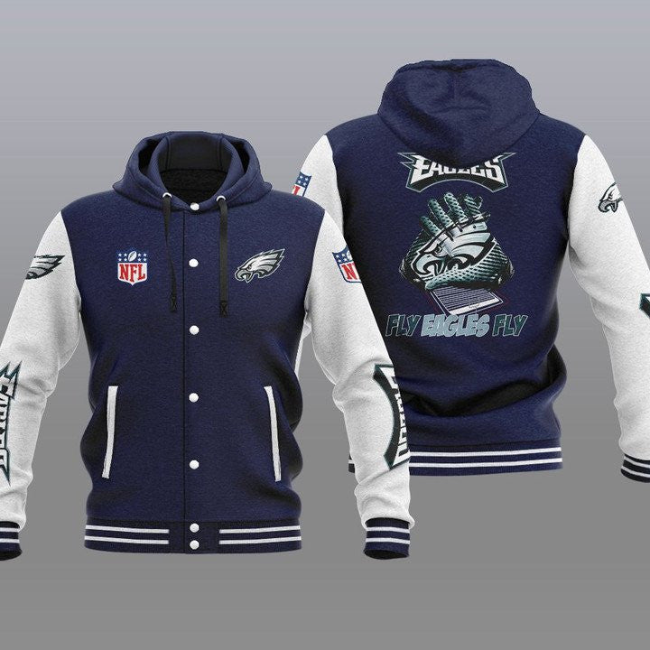 Philadelphia Eagles Hooded Button Jacket with Hood 36