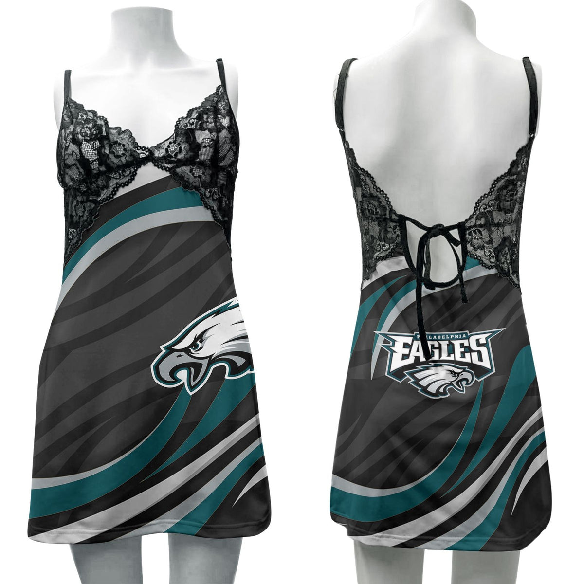 Philadelphia Eagles Lace Back Strap Slip Dress 13-1