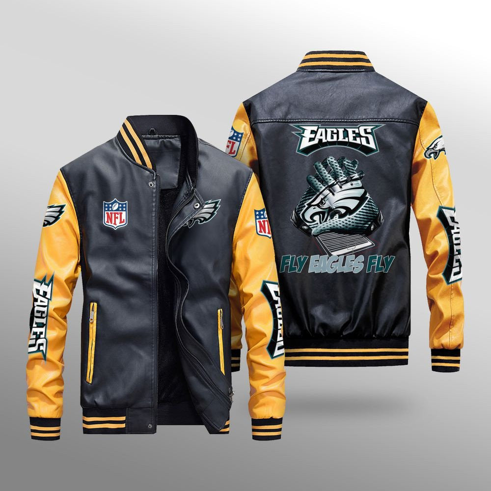 Philadelphia Eagles Leather Bomber Jacket BG08