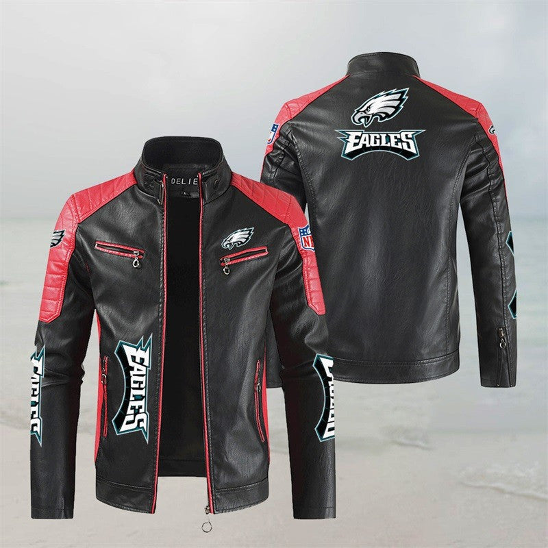 Philadelphia Eagles Stand Collar Leather Jacket BG53