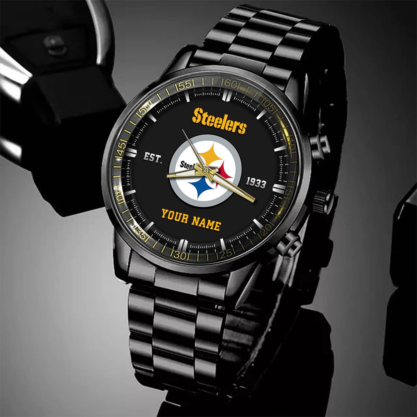 Pittsburgh Steelers Black Fashion Watch Gifts For Sport Fans AZWATCH081