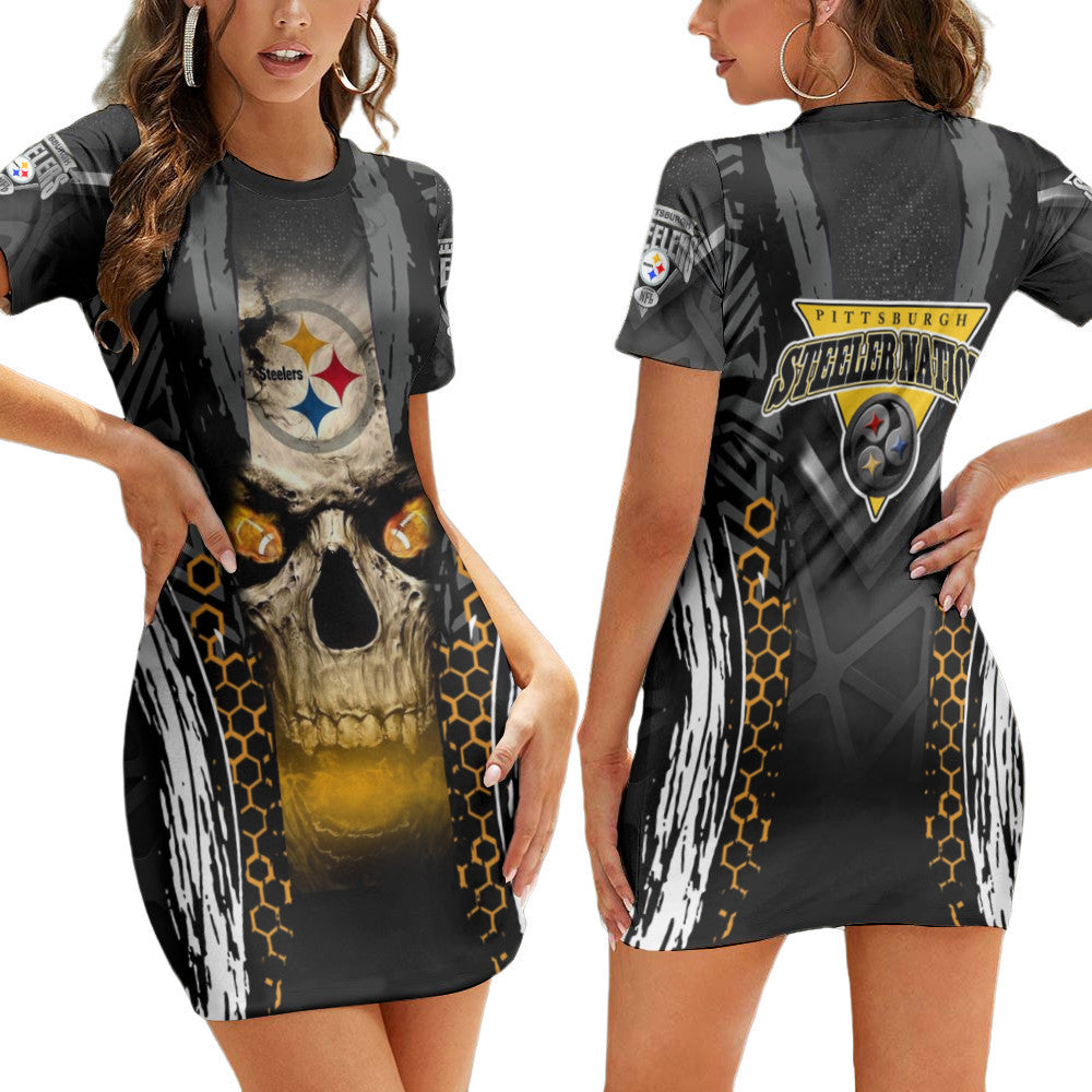 Pittsburgh Steelers Casual Short Sleeve Bodycon Mini Dress BG170
