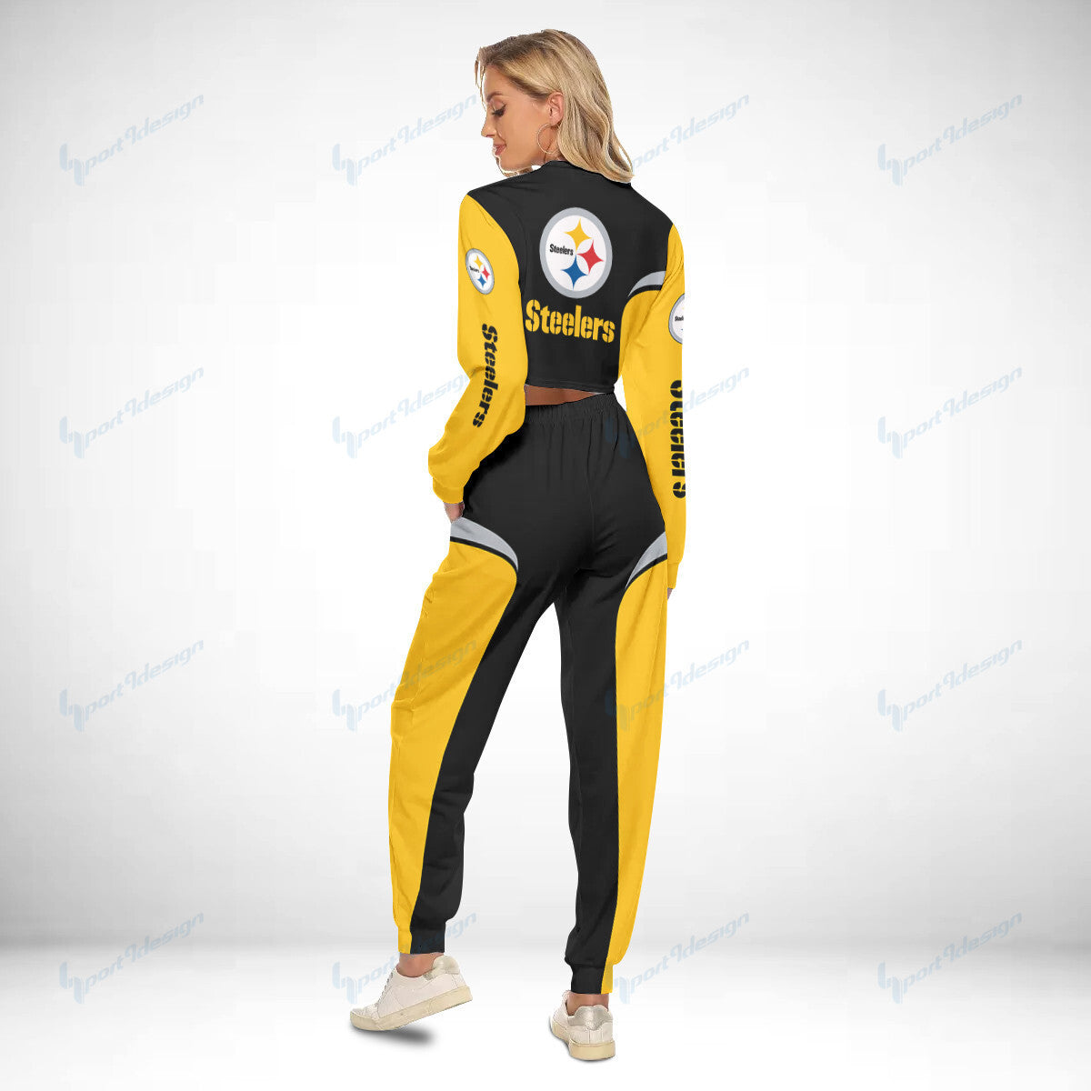 Pittsburgh Steelers Crop Sweatshirt Suit 7