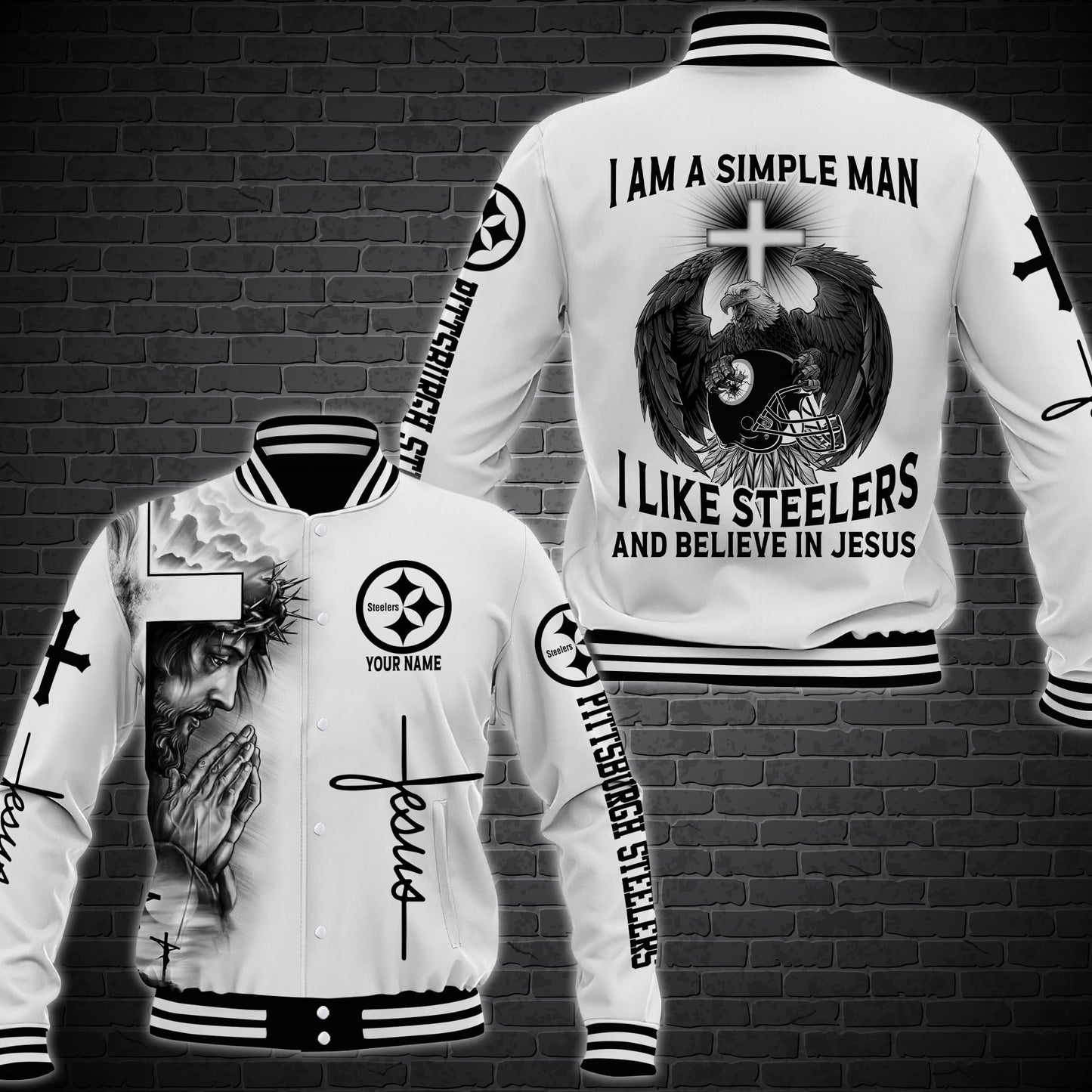 Pittsburgh Steelers Personalized Baseball Jacket 54