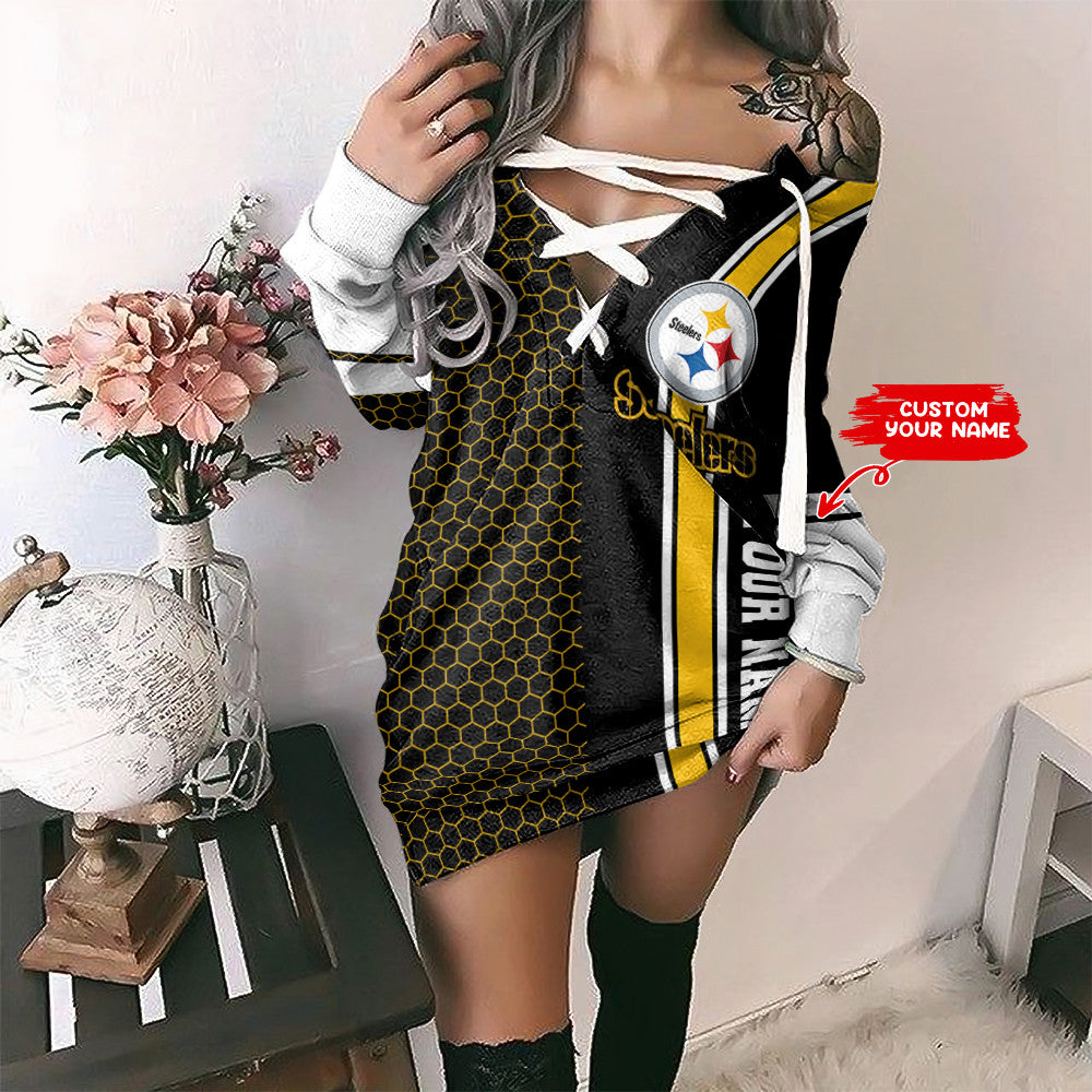 Pittsburgh Steelers Personalized Lace-Up Sweatshirt BG22