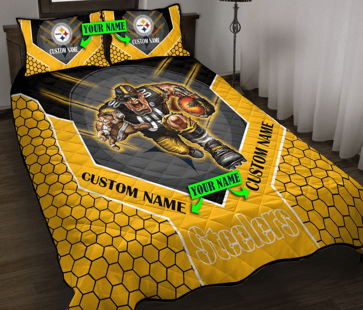 Pittsburgh Steelers Personalized Quilt Set BG107