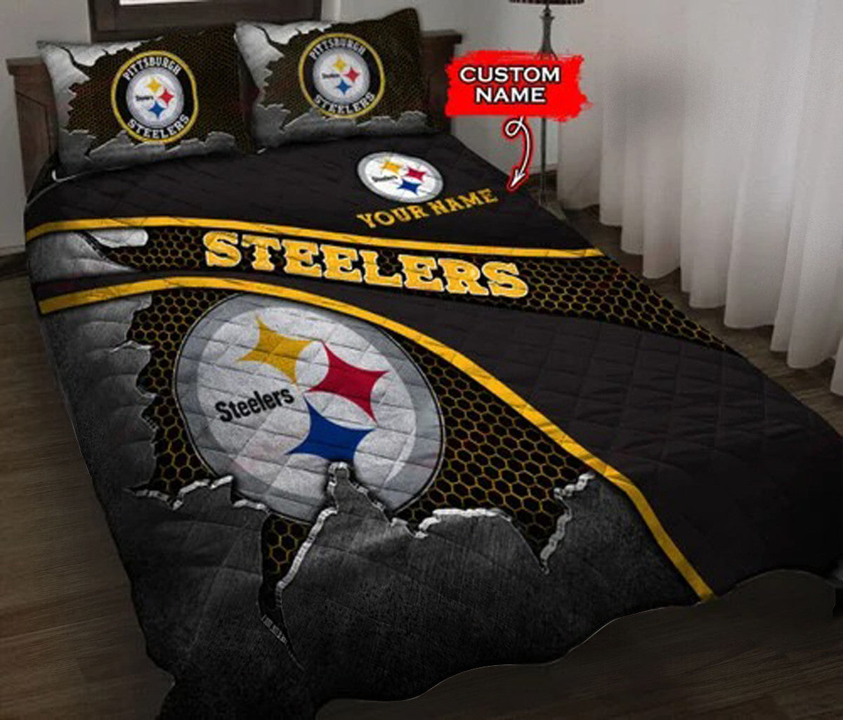Pittsburgh Steelers Personalized Quilt Set BG141