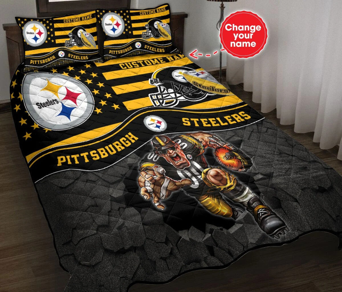 Pittsburgh Steelers Personalized Quilt Set BG27