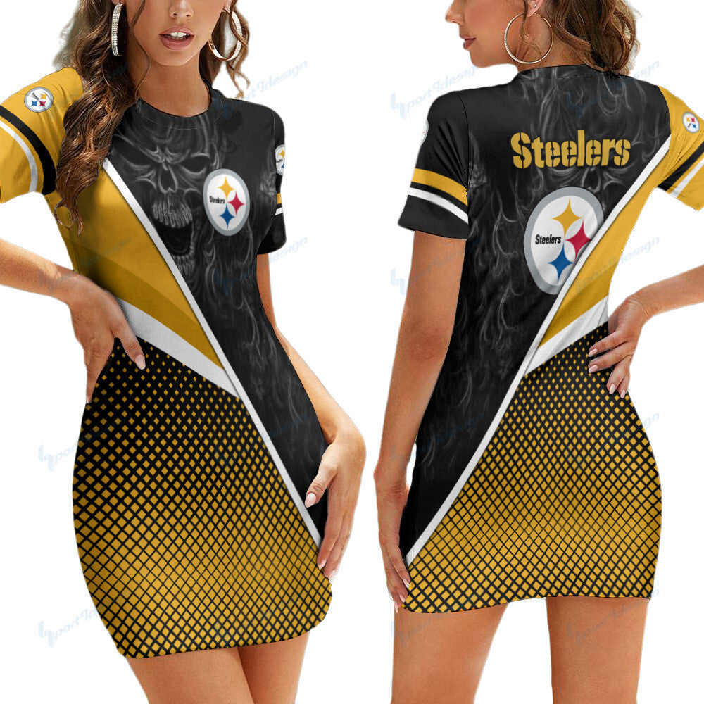Pittsburgh Steelers Short Sleeve Bodycon Mini Dress BG344