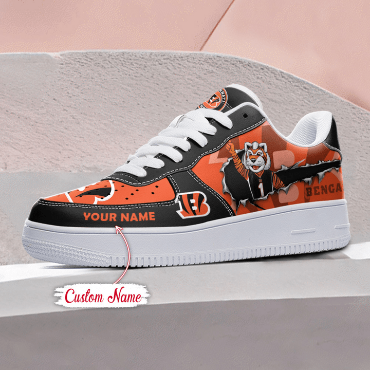 NFL Cincinnati Bengals Custom Name Air Force 1 Sneaker AZBTAF1000098