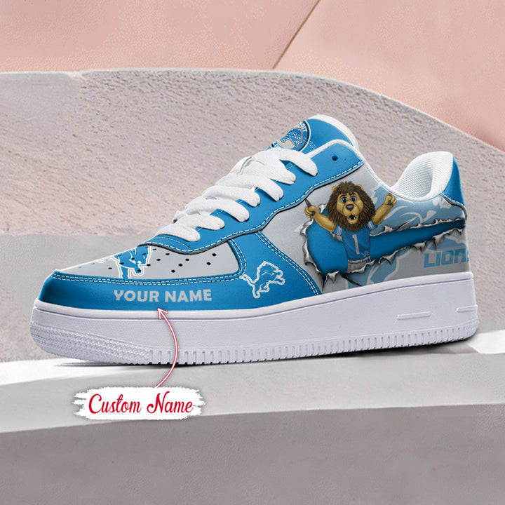 NFL Detroit Lions Custom Name Air Force 1 Sneaker AZBTAF1000084