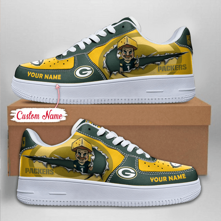 NFL Green Bay Packers Custom Name Air Force 1 Sneaker AZBTAF1000088