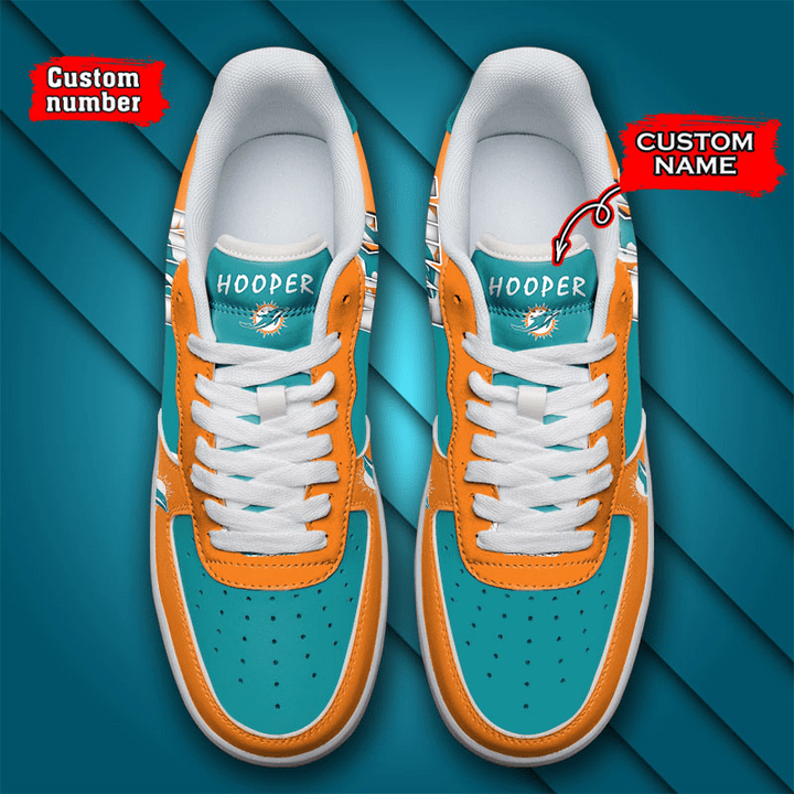NFL Miami Dolphins Custom Name Number Air Force 1 Sneaker AZBTAF1000080