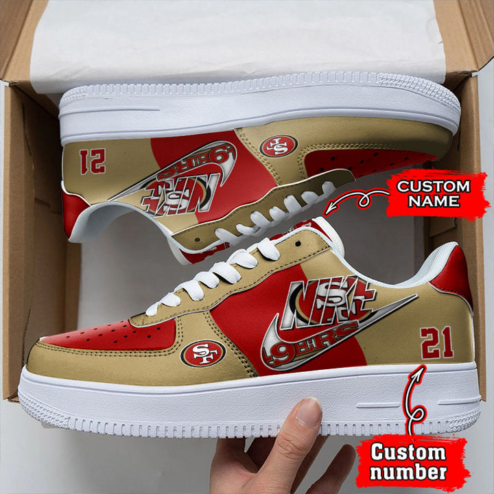 NFL San Francisco 49ers Custom Name Number Air Force 1 Sneaker AZBTAF1000066