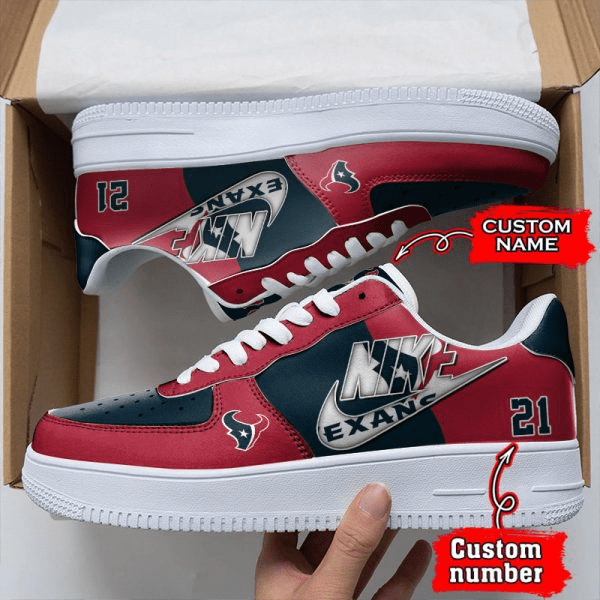 NFL Houston Texans Custom Name Number Air Force 1 Sneaker AZBTAF1000090