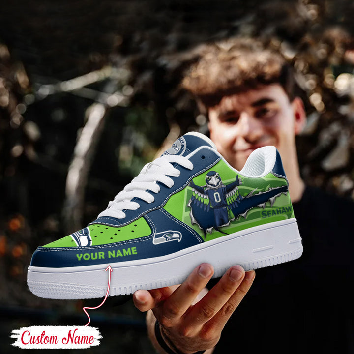 NFL Seattle Seahawks Custom Name Air Force 1 Sneaker AZBTAF1000067