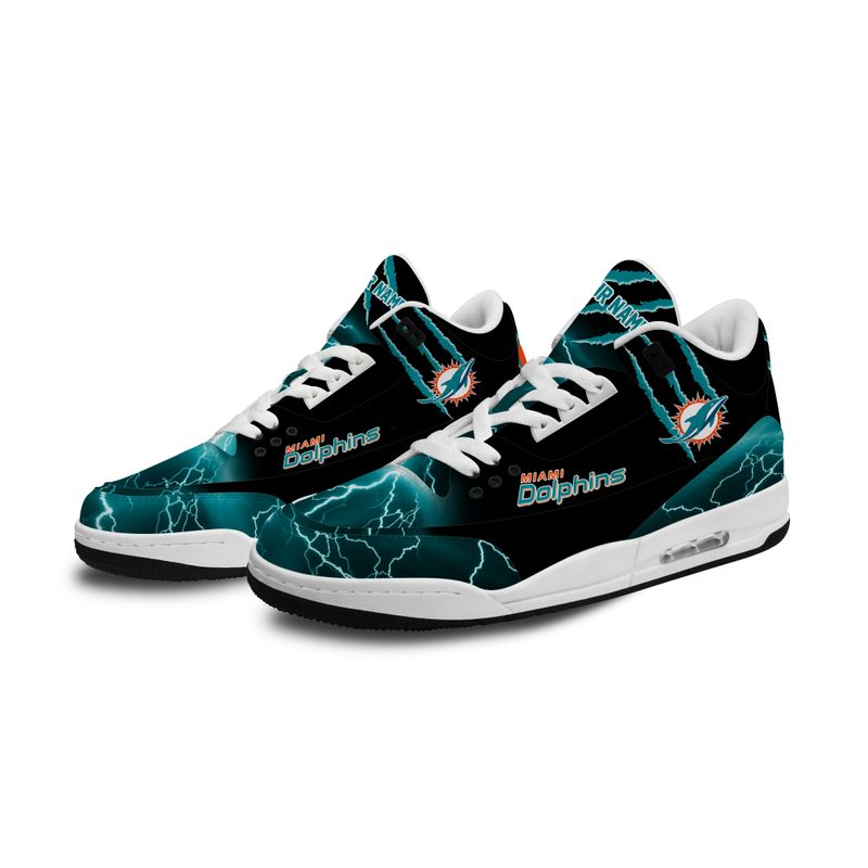 Miami Dolphins Lightning Basic Leather JD03 Shoes Men and Women AZBTAJ3000197