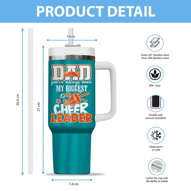 Miami Dolphins My Biggest Cheer Leader Gift For Father’s Day Limited Edition 40oz Tumbler AZBT40OZ000190