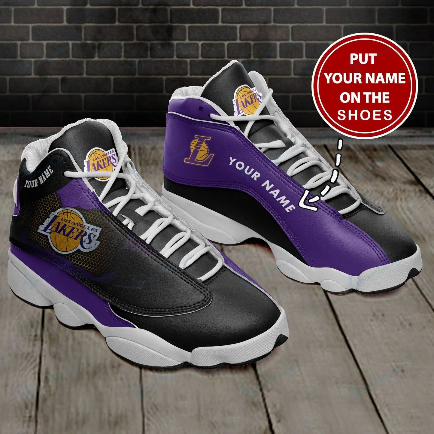 Los Angeles Lakers Personalized Air JD13 Sneakers 005