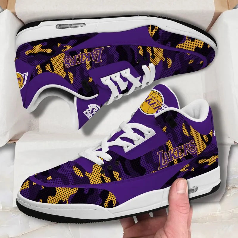 Los Angeles Lakers Basic White Genuine Leather JD03 Shoes Men and Women AZBTAJ3000071