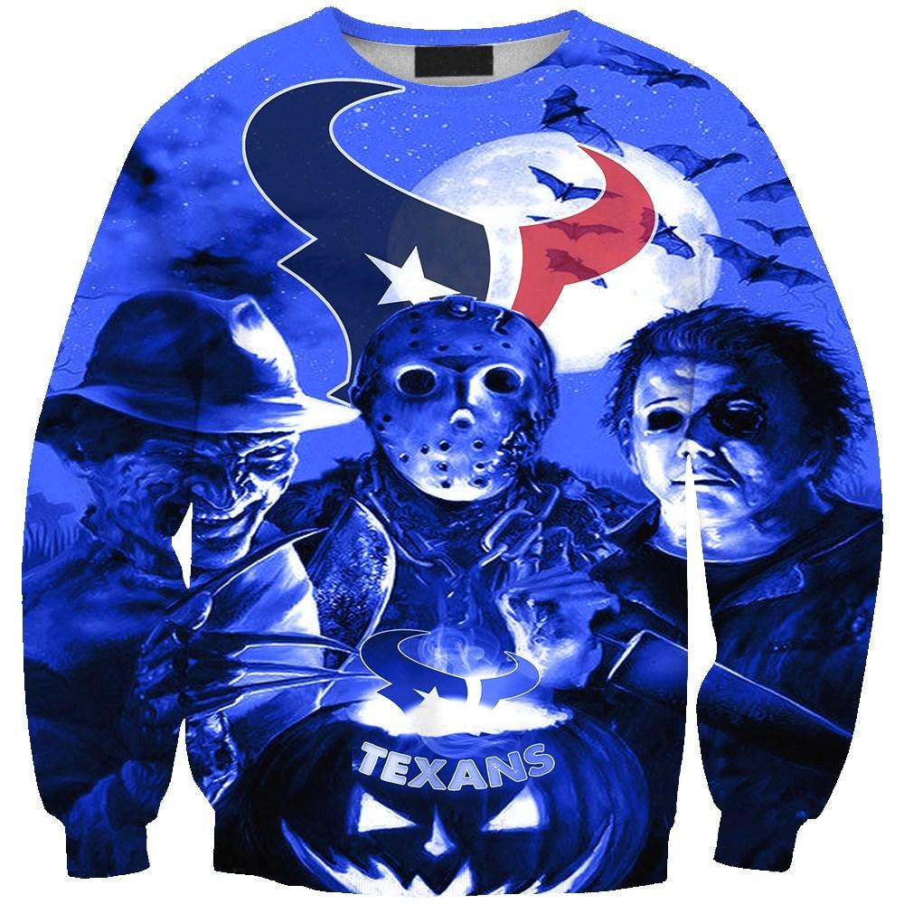 Houston Texans Halloween Limited Edition Unisex All Over Print Full 3D T-shirt Sweater Hoodie