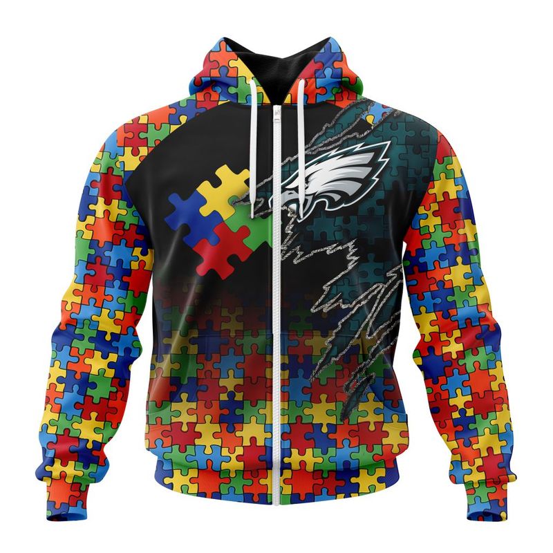 Philadelphia Eagles Special Autism Awareness Design Hoodie Zip Hoodie T-shirt Sweatshirt