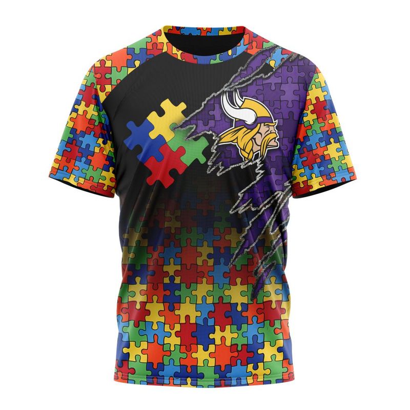 Minnesota Vikings Special Autism Awareness Design Hoodie Zip Hoodie T-shirt Sweatshirt
