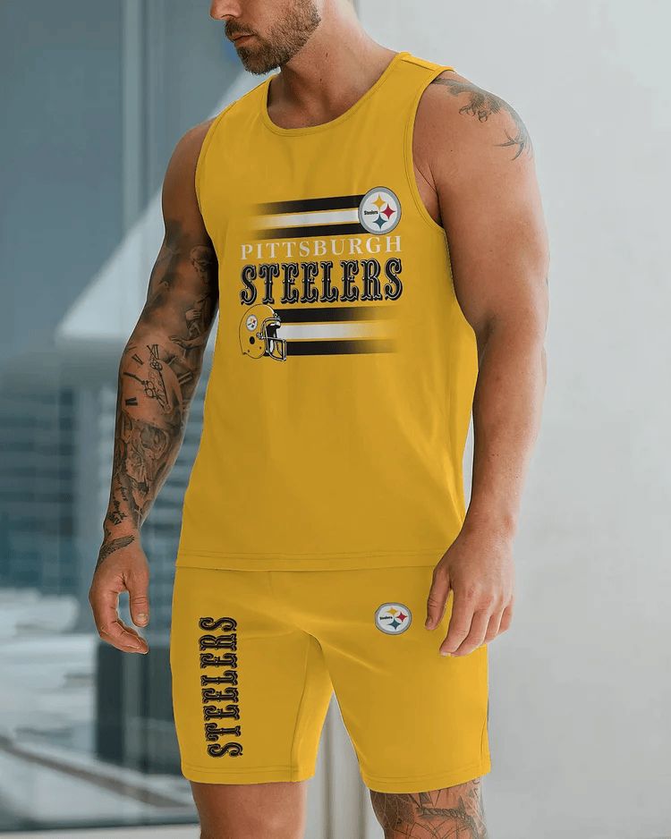 Pittsburgh Steelers Summer Men Tank Top And Shorts Set BGMTT074