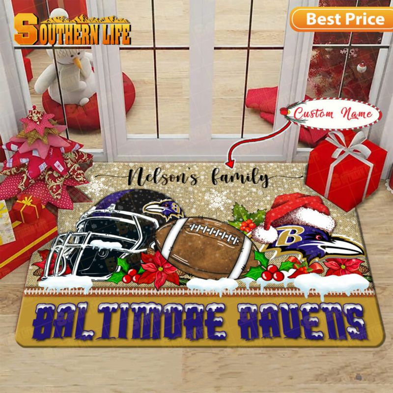 Baltimore Ravens Christmas Personalized Doormat BGDMM502