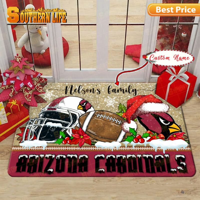 Arizona Cardinals Christmas Personalized Doormat BGDMM504