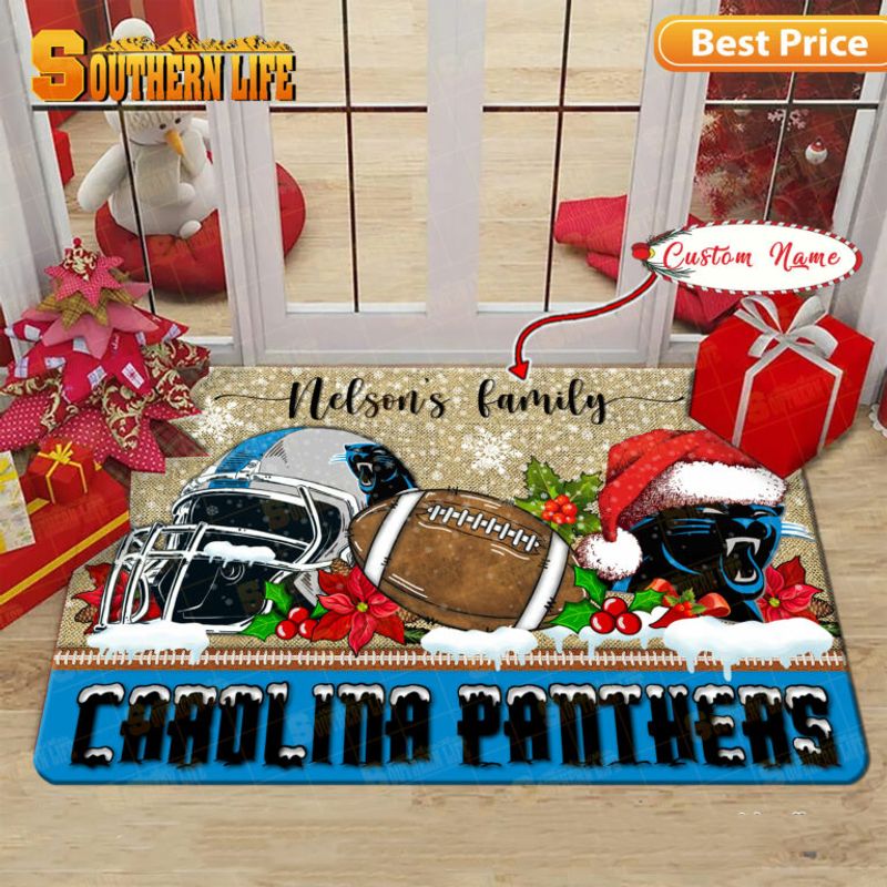 Carolina Panthers Christmas Personalized Doormat BGDMM512