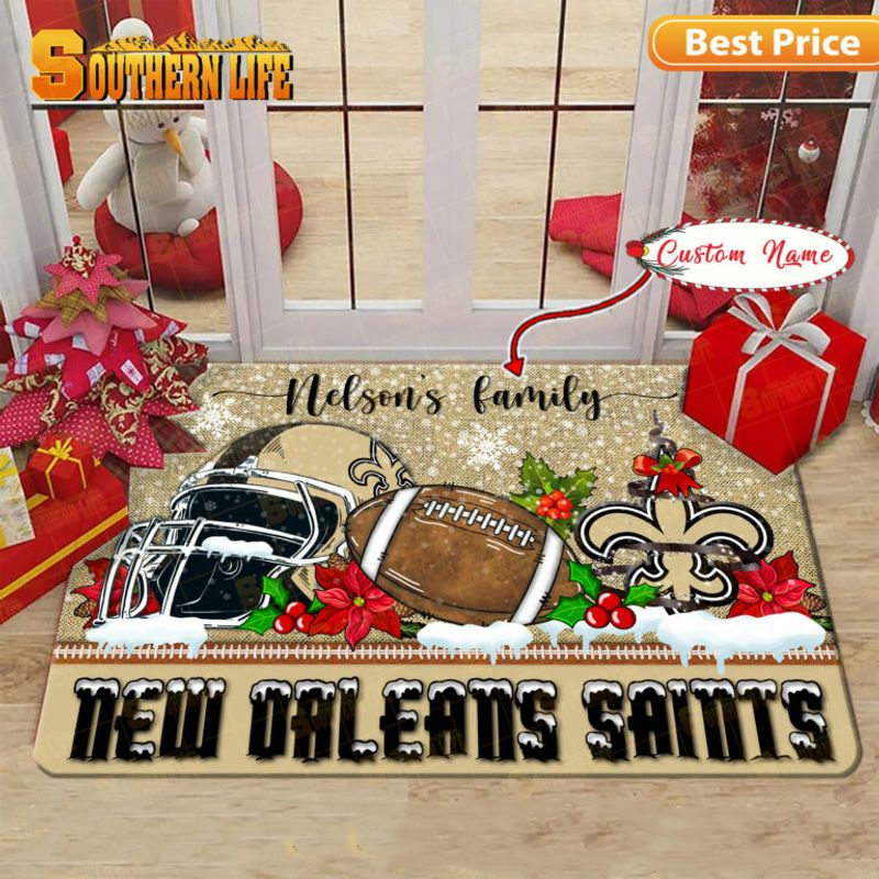 New Orleans Saints Christmas Personalized Doormat BGDMM522