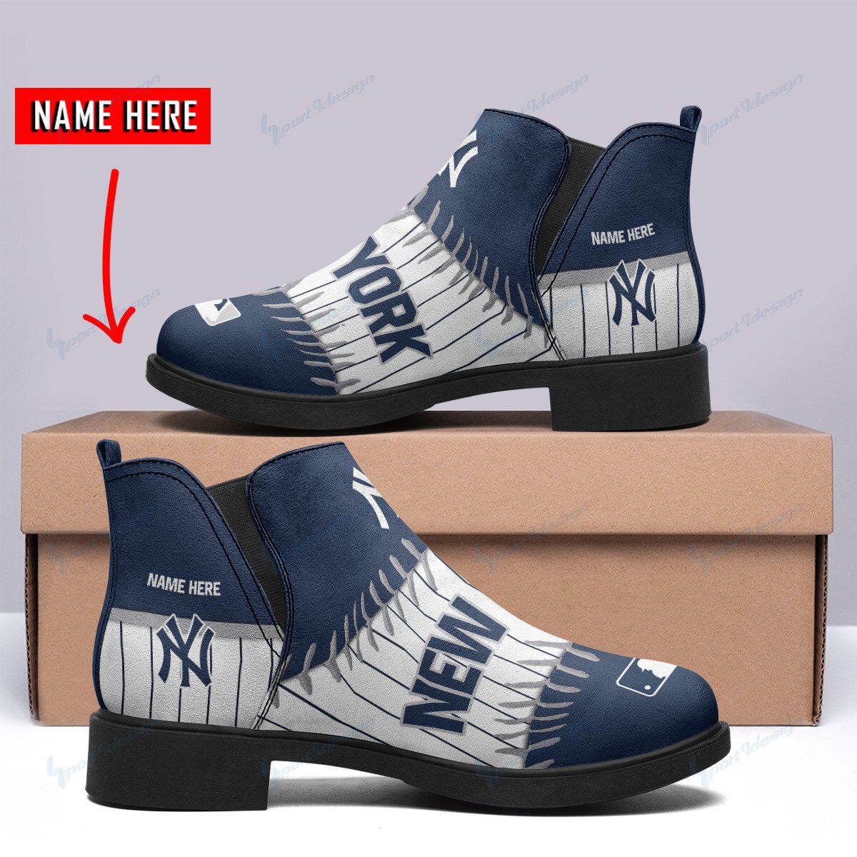 New York Yankees Personalized Comfort & Fashion Short Boots BG86