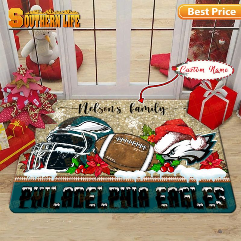 Philadelphia Eagles Christmas Personalized Doormat BGDMM526