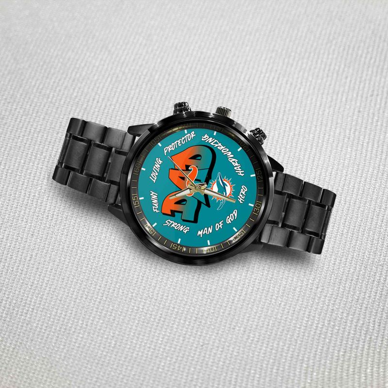 Miami Dolphins Limited Edition Black Stainless Steel Watch For Father’s Day AZBTWA000006