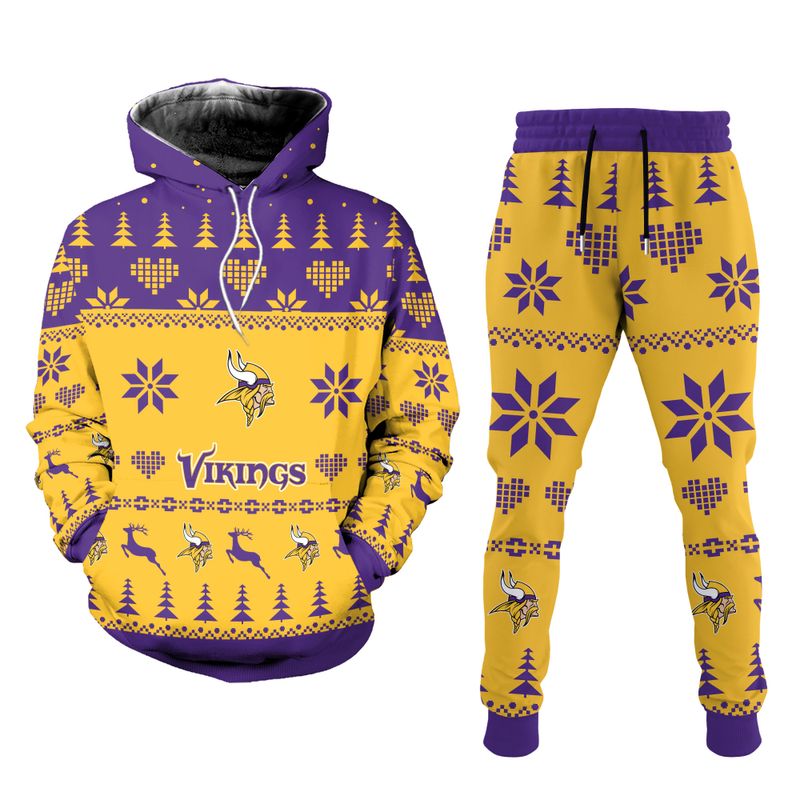 Minnesota Vikings Christmas Patterns Hoodie and Joggers