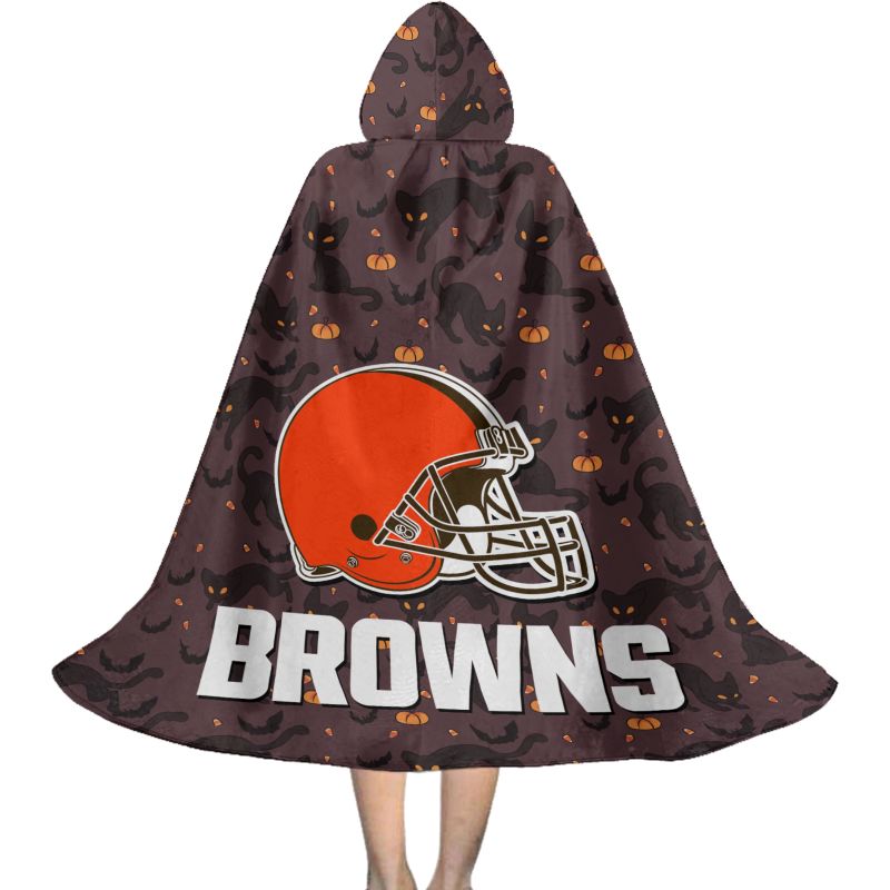 Cleveland Browns Black Cat Pattern Halloween Limited Edition All-Over Print Halloween Cloak