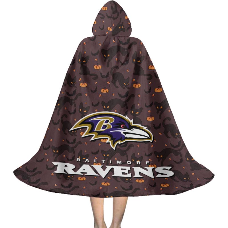 Baltimore Ravens Black Cat Pattern Halloween Limited Edition All-Over Print Halloween Cloak
