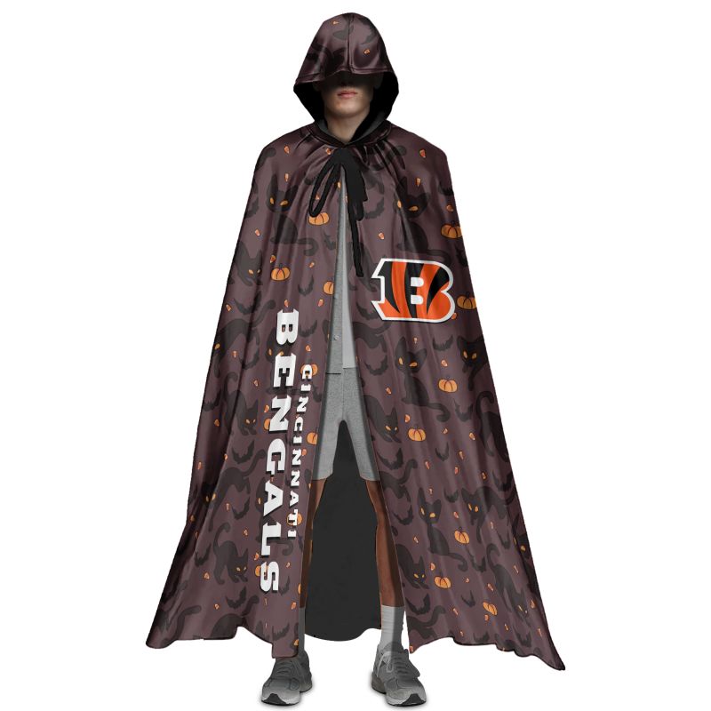 Cincinnati Bengals Black Cat Pattern Halloween Limited Edition All-Over Print Halloween Cloak