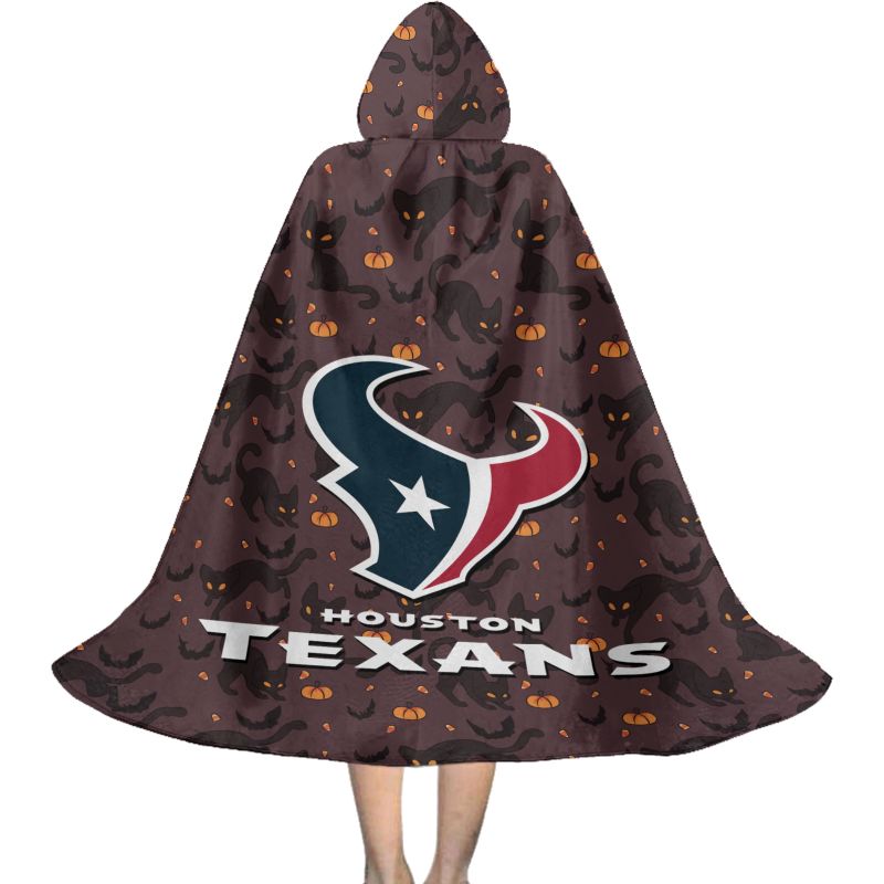 Houston Texans Black Cat Pattern Halloween Limited Edition All-Over Print Halloween Cloak