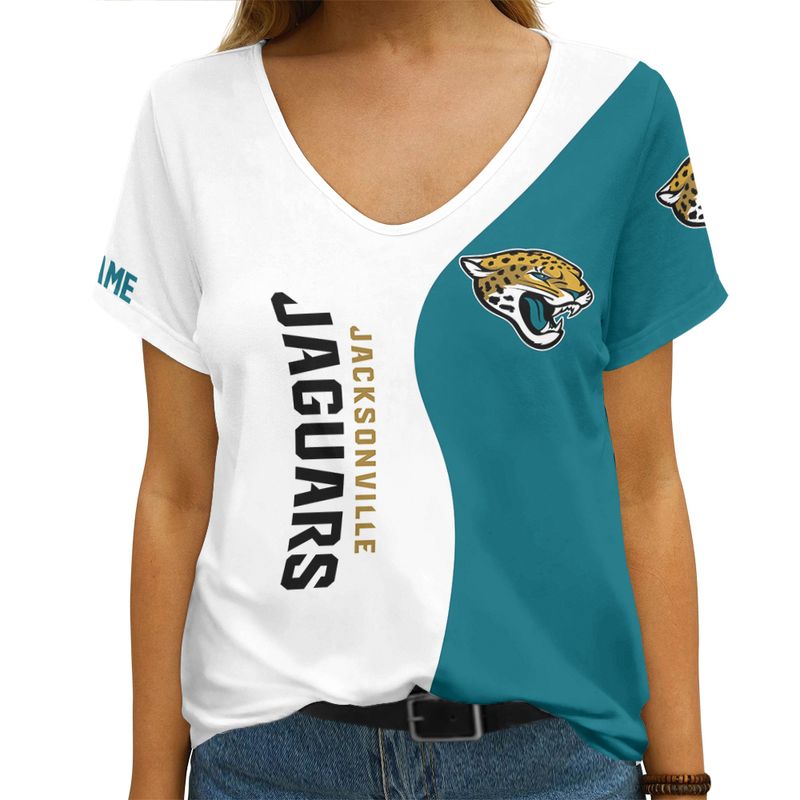 Jacksonville Jaguars Personalized V-neck Women T-shirt