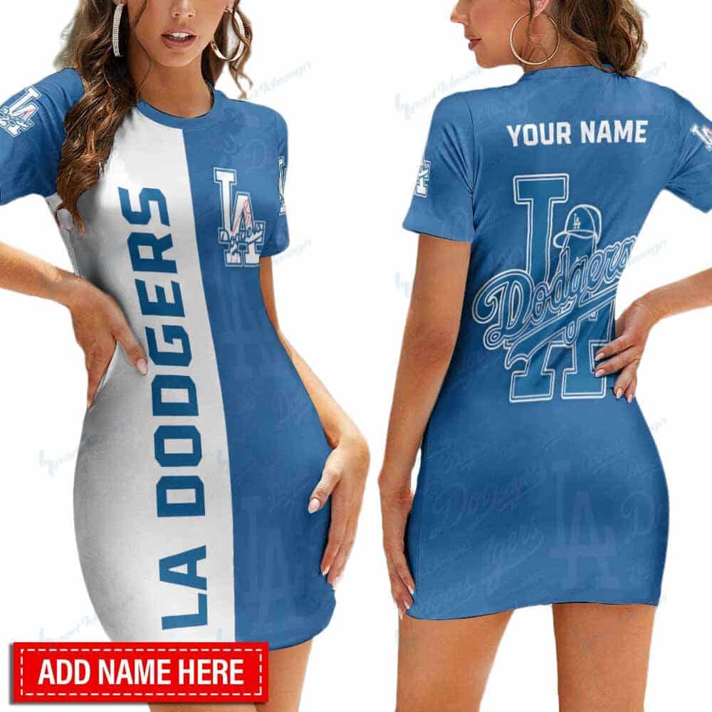 Los Angeles Dodgers Personalized Short Sleeve Bodycon Mini Dress BG311
